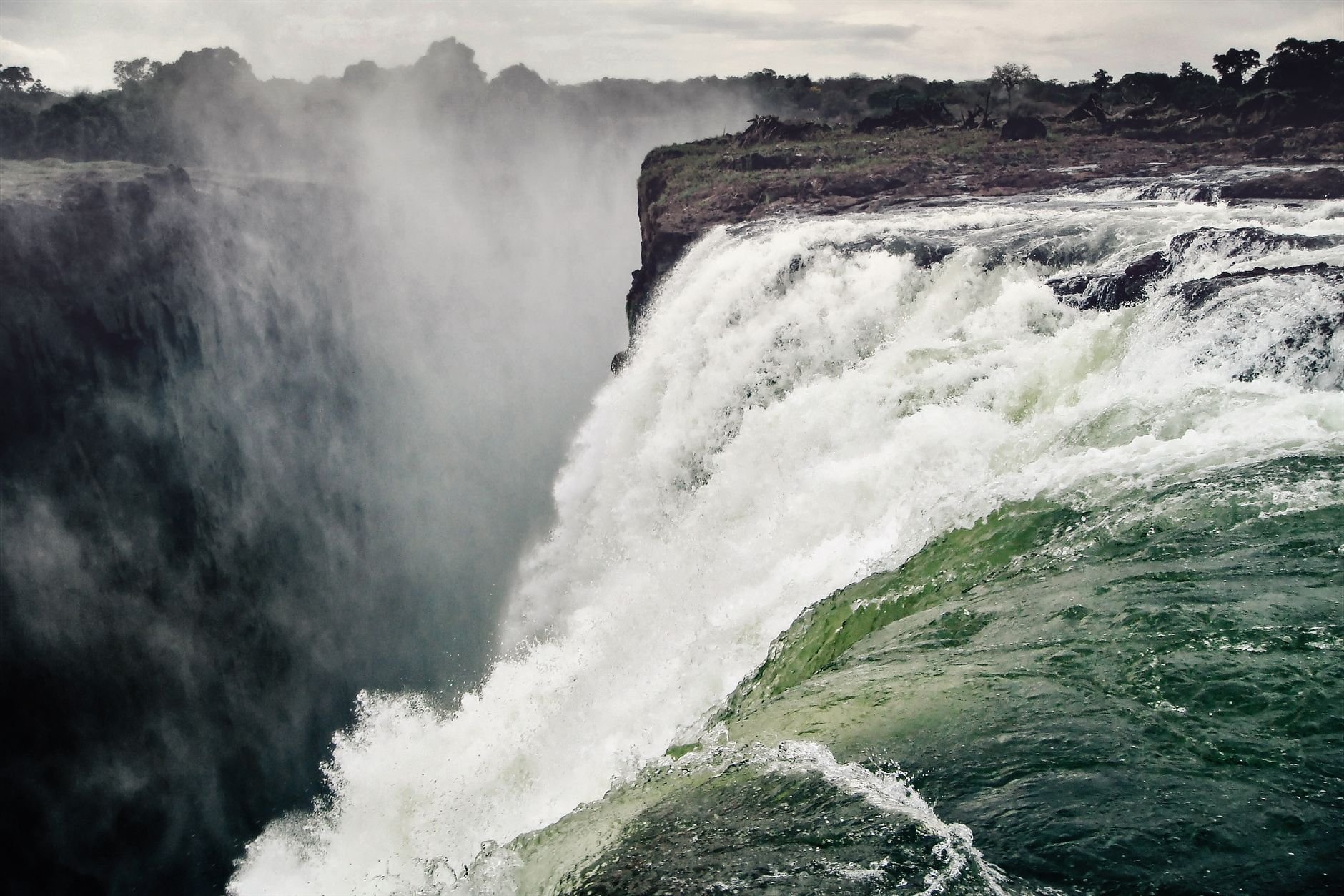 Stunning photo capturing the powerful flow and grandeur of Victoria Falls, Zimbabwe